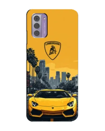 Чехол для Nokia G42 с картинкой «Желтый Lamborghini город»