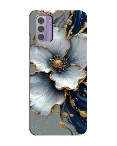 Чехол для Nokia G42 с картинкой «Белый цветок и золотой флюид» Чехол для Nokia G42 с картинкой «Белый цветок и золотой флюид»