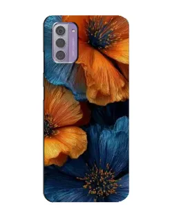 Чехол для Nokia G42 с картинкой «Яркая сине-оранжевая флора»
