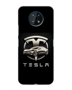 Чехол для Nokia G50 с картинкой «Tesla — серебристое авто»
