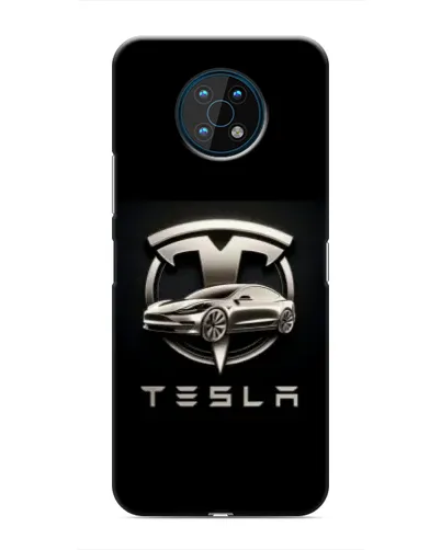 Чехол для Nokia G50 с картинкой «Tesla — серебристое авто»