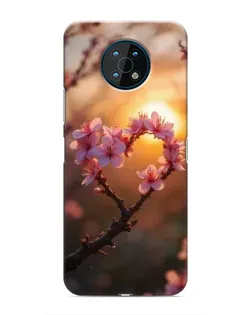 Чохол для Nokia G50 з картинкою «Рожевий цвіт  сердечко на тлі заходу»