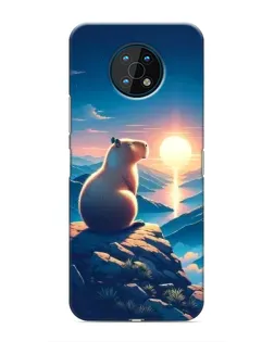 Чехол для Nokia G50 с картинкой «Закат солнца с капибарой»
