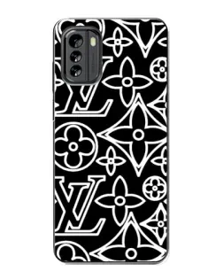 Чехол для Nokia G60 с картинкой «Черно-белый узор LV»