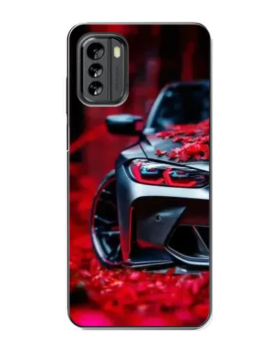 Чехол для Nokia G60 с картинкой «Спортивная BMW и цветы»