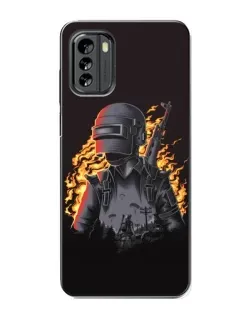 Чехол для Nokia G60 с картинкой «PUBG — огненный силуэт»