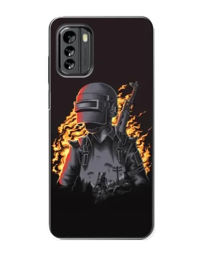 Чехол для Nokia G60 с картинкой «PUBG — огненный силуэт»