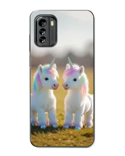 Чехол для Nokia G60 с картинкой «Пара единорогов»