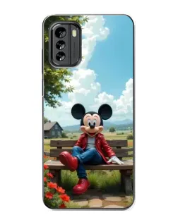 Чехол для Nokia G60 с картинкой «Микки на скамейке»