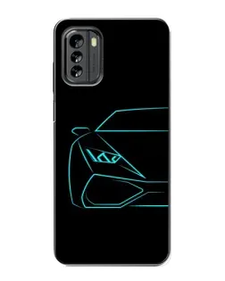 Чехол для Nokia G60 с картинкой «Голубой силуэт Lamborghini»