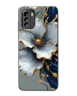 Чехол для Nokia G60 с картинкой «Белый цветок и золотой флюид»