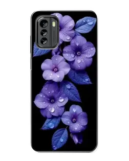 Чехол для Nokia G60 с картинкой «Фиолетовые цветы с росою»