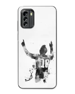 Чехол для Nokia G60 с картинкой «Черно-белый силуэт Месси»