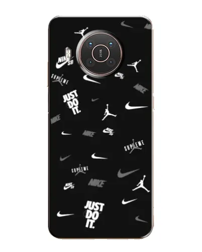 Чехол для Nokia X10 с картинкой «Nike Black Pattern»