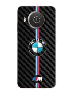 Чехол для Nokia X10 с картинкой «Эмблема BMW и карбон»