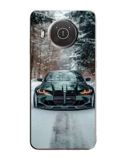 Чехол для Nokia X10 с картинкой «BMW в зимнем лесу»