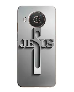Чехол для Nokia X10 с картинкой «Металлический крест Jesus»