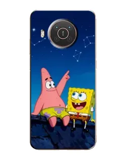 Чехол для Nokia X10 с картинкой «Губка Боб и Патрик ночью» Чехол для Nokia X10 с картинкой «Губка Боб и Патрик ночью»