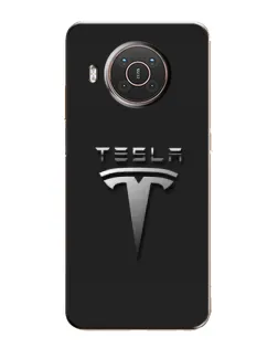 Чехол для Nokia X10 с картинкой «Стальной логотип Tesla»