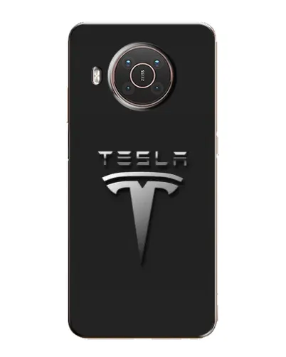 Чехол для Nokia X10 с картинкой «Стальной логотип Tesla»