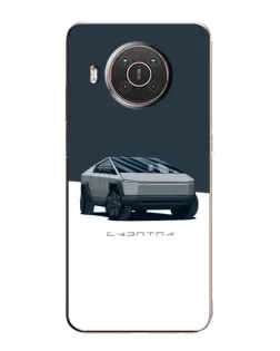 Чехол для Nokia X10 с картинкой «Серебристый Cybertruck Tesla»