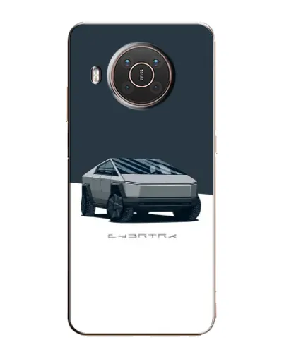 Чехол для Nokia X10 с картинкой «Серебристый Cybertruck Tesla»