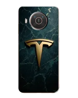 Чехол для Nokia X10 с картинкой «Мраморная Tesla Gold»