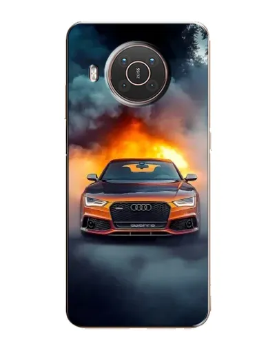 Чехол для Nokia X10 с картинкой «Audi в огненном дыму»