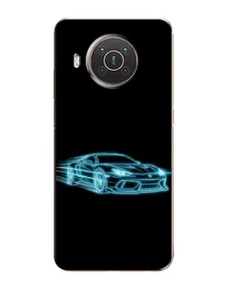 Чехол для Nokia X10 с картинкой «Неоновый контур Lamborghini»