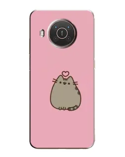 Чехол для Nokia X10 с картинкой «Pusheen сердце»