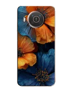 Чохол для Nokia X10 з картинкою «Яскрава синьо-помаранчева флора»