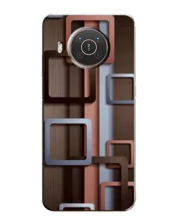 Чохол для Nokia X10 з картинкою «Коричневі об'ємні квадрати»