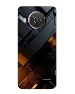 Чохол для Nokia X10 з картинкою «Чорні геометричні блоки»