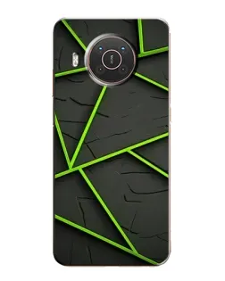 Чохол для Nokia X10 з картинкою «Зелені геометричні лінії»