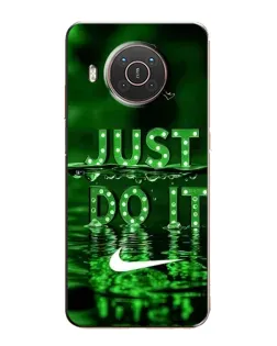 Чехол для Nokia X20 с картинкой «Зеленый неоновый Nike»