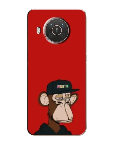 Чехол для Nokia X20 с картинкой «Bored Ape — красный фон»