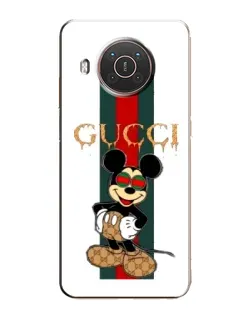 Чохол для Nokia X20 з картинкою «Міккі Маус Gucci — смуги»
