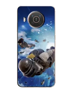 Чехол для Nokia X20 с картинкой «Десант PUBG — прыжок»