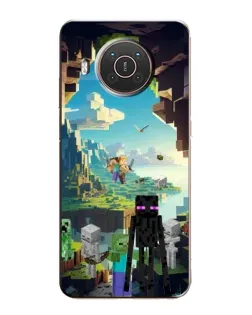 Чехол для Nokia X20 с картинкой «Эндермен в лесу»