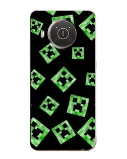 Чехол для Nokia X20 с картинкой «Паттерн с криперами»