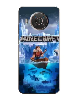 Чехол для Nokia X20 с картинкой «Minecraft ледяной мир»