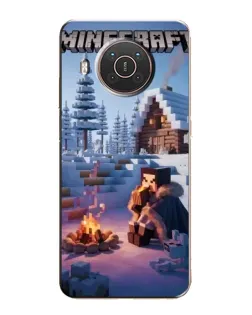 Чехол для Nokia X20 с картинкой «Зимний Minecraft»