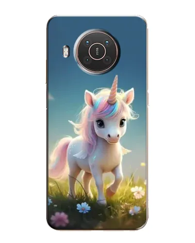 Чехол для Nokia X20 с картинкой «Единорог на поляне»