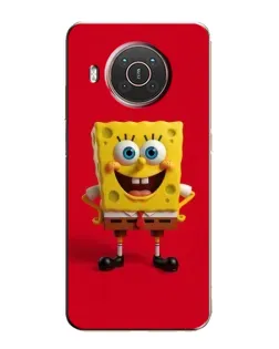 Чехол для Nokia X20 с картинкой «Спанч Боб на красном»