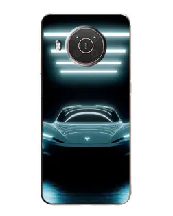 Чехол для Nokia X20 с картинкой «Tesla в неоне»