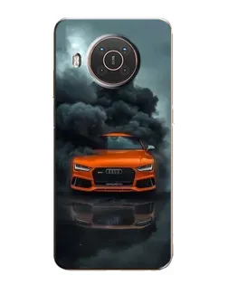 Чехол для Nokia X20 с картинкой «Audi в облаках дыма»