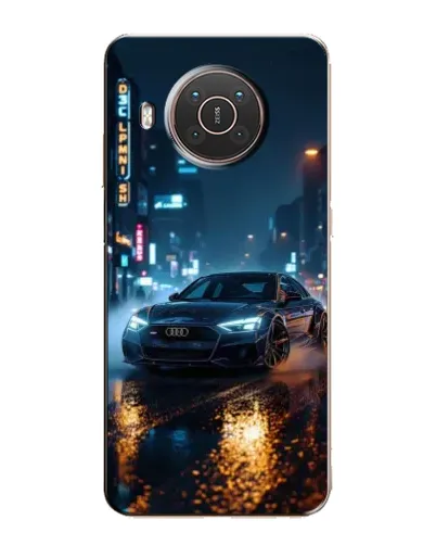 Чехол для Nokia X20 с картинкой «Ночной город и Audi»
