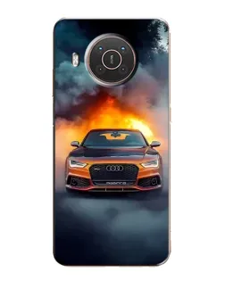 Чехол для Nokia X20 с картинкой «Audi в огненном дыму»
