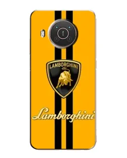 Чехол для Nokia X20 с картинкой «Lamborghini Stripe желтый»
