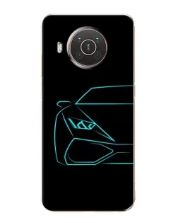 Чехол для Nokia X20 с картинкой «Голубой силуэт Lamborghini»